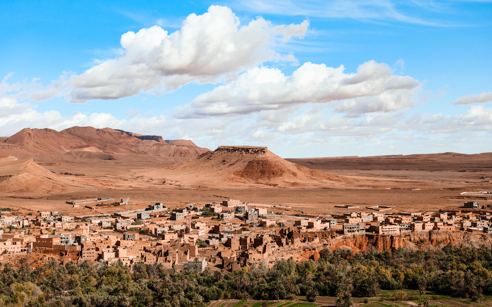 Valley and village below the Atlas mountains