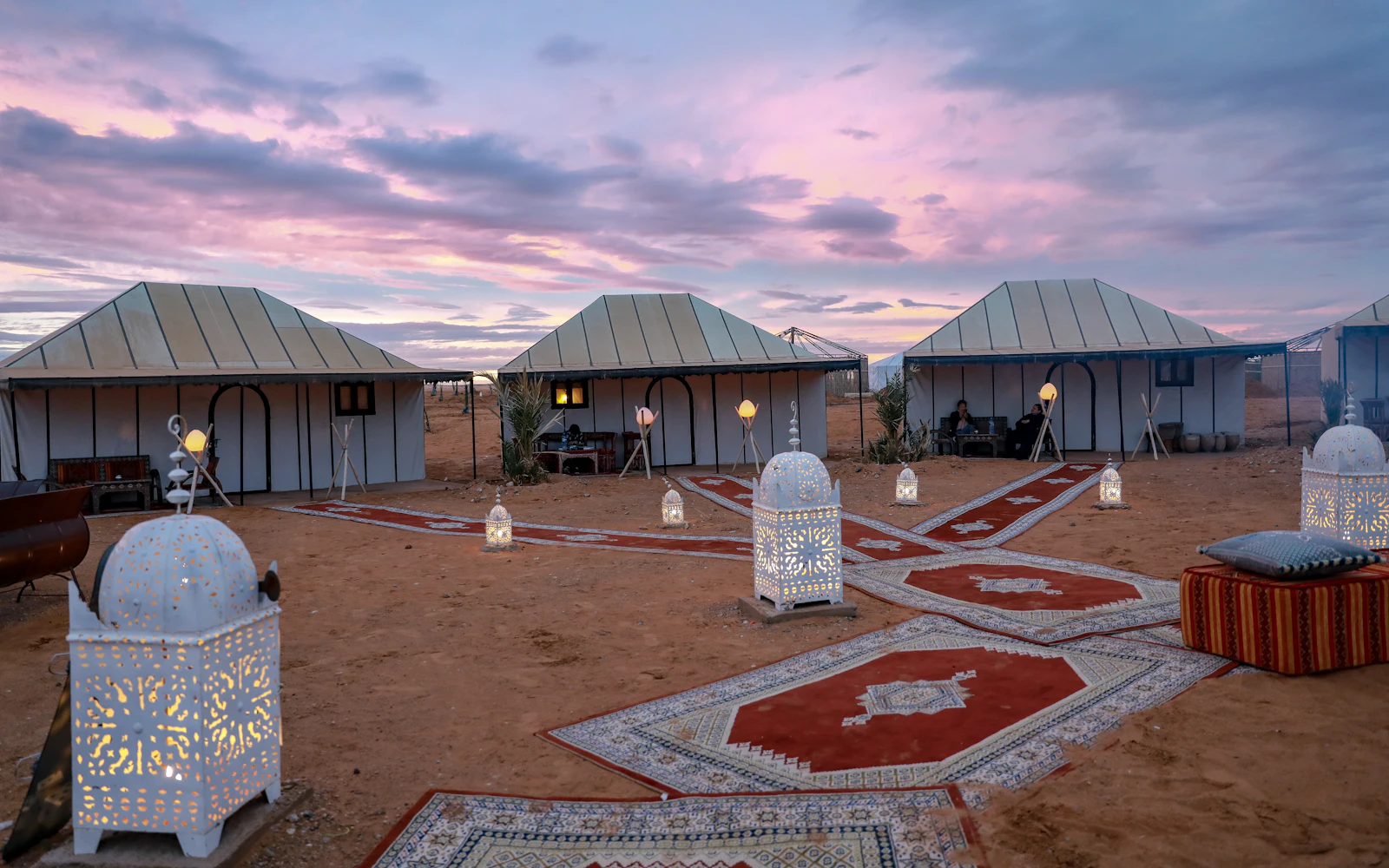Luxury desert camp tents in the Sahara